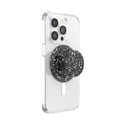 Bild av PopSockets: PopGrip Round för MagSafe Adapterring Ingår Hopfällbar Stativ och Grepp Smartphone Fodral med en Swappable Top Black Speckle