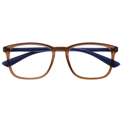 Bild av OPULIZE Max läsglasögon bred rektangulär klassisk ram unisex herr dam fjädergångjärn R78, Brun, +1.00 Dioptrías