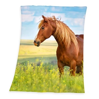 Bild av Herding YOUNG COLLECTION Fleecefilt, hästmotiv, 130 x 160 cm, polyester