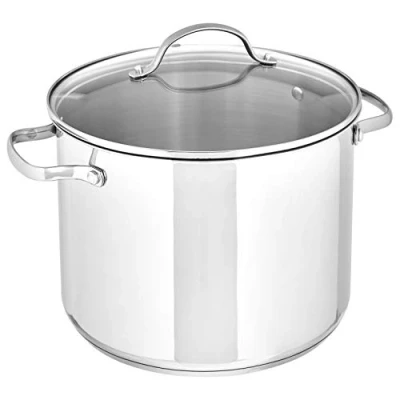 Bild av Amazon Basics soppgryta i rostfritt stål med lock, 7,6 l, silverfärgad
