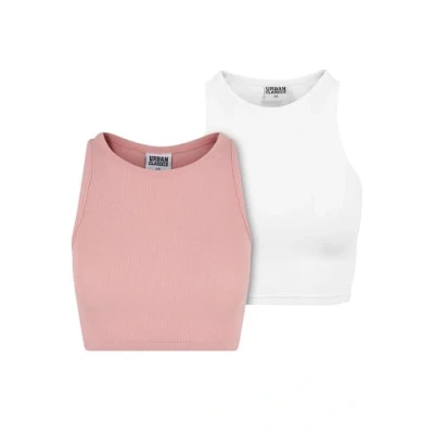 Bild av Urban Classics Cropped 2PACK Linne, Storlek: XS, Lemonadepink white