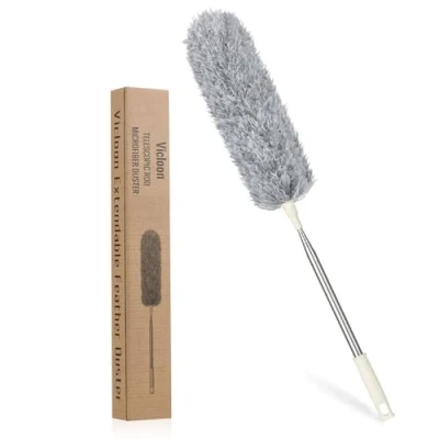 Bild av Vicloon dammsugare, teleskopisk utfällbar dammuppdragbar mikrofiber Dammsudd med borstar för innertaksfönster, TV, takfläktar, kontor
