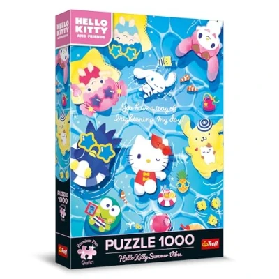 Bild av Trefl Premium Plus Quality Puzzle Hello Kitty Summer Vibes 1000 bitar, Pusselserie med favoritkaraktärer, För vuxna och barn från 14 år