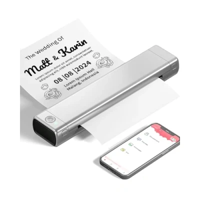 Bild av Phomemo M08F Termoskrivare Bärbar Trådlös A4 Skrivare för Hemmabruk och Kontor, Bluetooth utan Kompatibel Martphone Dator, Silver