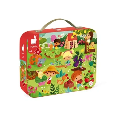 Bild av Janod Child Puzzle Vegetable Garden 36 Pieces Educational Game Fine Motor Skills and Concentration Case with Handle Made In France Fsc Certified Green Inks from 4 Years, J02648