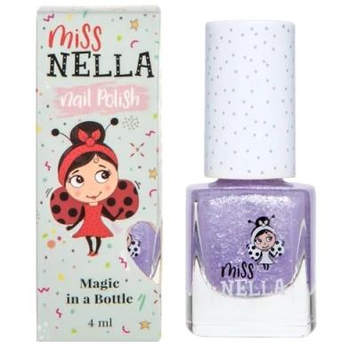 Bild av Miss Nella Sparkly Zebra Speciellt lila glitternagellack för barn, vattenbaserat och luktfritt som enkelt går att skala bort.