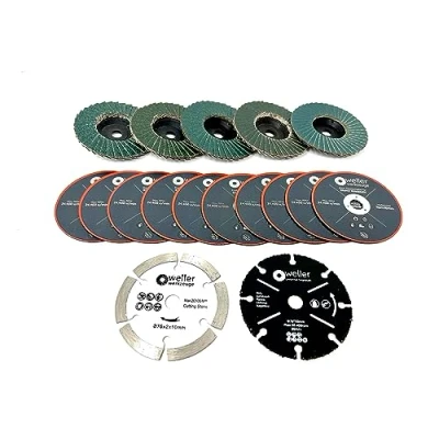 Bild av Verktyg I 17 delars tillbehörsset ⌀ 76 x 10 mm lämplig för minibatteri vinkelslip t.ex. Bosch GWS 12 V 10,8 skärskivor fläktskivor