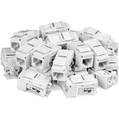 Bild av TRENDnet Cat6 Keystone uttag 25 pack, 90 vinkelterminering, färgkodad märkning för T568B ledningar, TC K25C6, vit