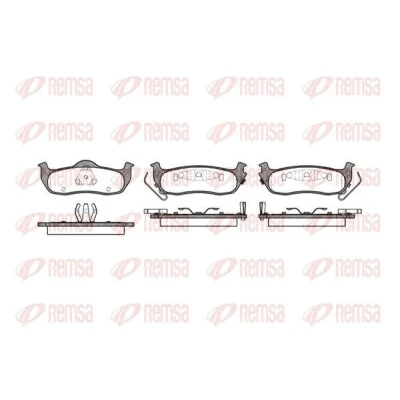 Bild av REMSA 1106.02 Jeu de plaquettes frein Essieu arrière contact signal d&#039;usure inclus avec ressort NISSAN: NP300 Navara Pick up