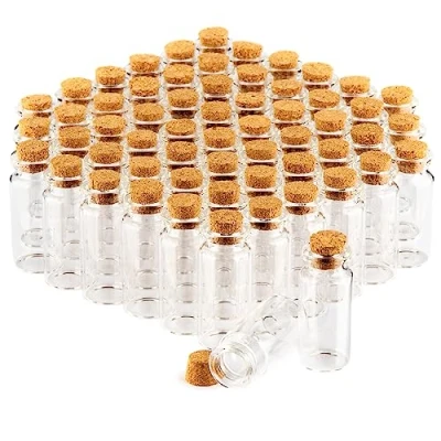 Bild av COM FOUR® 60x kryddburkar 10ml med kork, set miniglasflaskor, presentglasset, förvaring av oljor, kryddor, örter eller te (060 stycken)