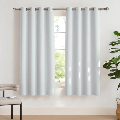 Bild av Pony Dance Mörkläggningsgardin gråvit 2 stycken gardiner med öljetter fönster för barnrum och sovrum dekorativa skynken öljettgardin, H 175 x B 140 cm