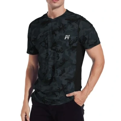 Bild av MEETWEE Rashguard för män, kortärmad sporttröja med UV skydd UPF 50+ Funktionell tröja andningsaktiv väst utomhuslöpning