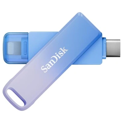 Bild av SanDisk Creator Phone Drive, 128 GB USB minne Flash Drive för iPhone/iPad, PC, Mac (2 i 1 iPhone lagring, Lightning och Type C kontakter, tre månaders Adobe Lightroom, robust metalldesign)
