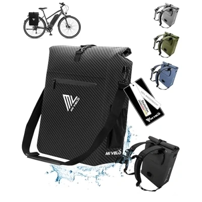 Bild av MIVELO Ny cykelväska för pakethållare 3 i 1 pakethållarväska, ryggsäck, axelväska 100 % vattentät med urtagbar laptopväska, kolfiber