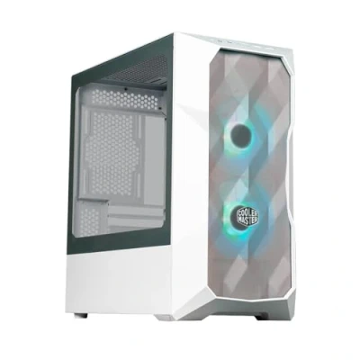Bild av Cooler Master TD300 Mesh Vit Datorchassi Mini Tower, 2 x 120mm ARGB Fläktar för Högt Luftflöde, Stöd Micro ATX &amp; ITX Moderkort, Sidopanel i Härdat Glas, Avtagbar Topp, ARGB/PWM Hub