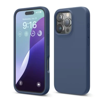 Bild av elago Kompatibel med iPhone 16 Pro fodral, premium flytande silikonfodral, heltäckande skydd, stötsäkert och smalt telefonfodral, reptåligt mjukt mikrofiberfoder, 6.3