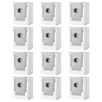 Bild av 12 ersättningsdammsugarpåsar kompatibla med i7 i7+ Plus S9 S9+ j7 E5 E6 E7, tillbehör dammsugarpåsar för i7, Clean Base dammsugarpåse automatisk sugstation