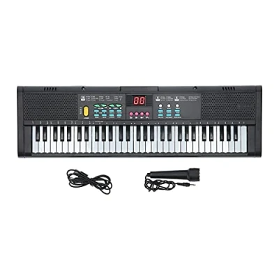 Bild av 01 keyboard Piano, 61 tangenter elektriskt digitalpiano med mikrofon, Portabel tangentbordspresent, Multifunktionellt instrument musik för nybörjarundervisning