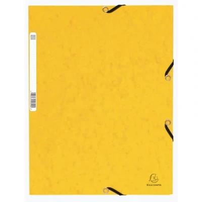 Bild av Exacompta Ref 55309E elastiska mappar med 3 flikar lämplig för att hålla A4 dokument, 355 gsm glansigt kort, etikett på baksidan identifiering gul (paket 10)