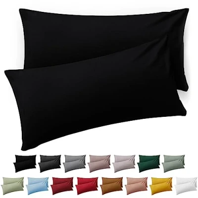 Bild av Blumtal Örngott 50x70cm set med 2 Örngott, svart, av mjuk Mikrofiber tvättbart Oeko TEX certifierat för kuddar