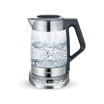 Bild av SEVERIN Glass Tea and Water Kettle, tekittel med justerbar temperatur och bryggtid, glaskittel förinställda teprogram, 3000 W, rostfritt stål, WK 3479
