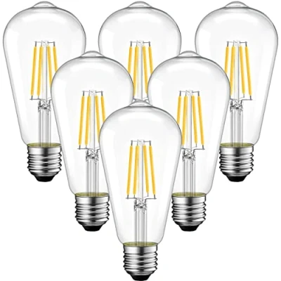 Bild av ANWIO Antik 4 W ST64 ekorre bur glödlampa, päron retro E27 LED Edison glödlampor, industriellt dekorativt vintage ljus, 40 ekvivalent, varm vit 2700 K, 470 lm, icke dimbar, (6 st)