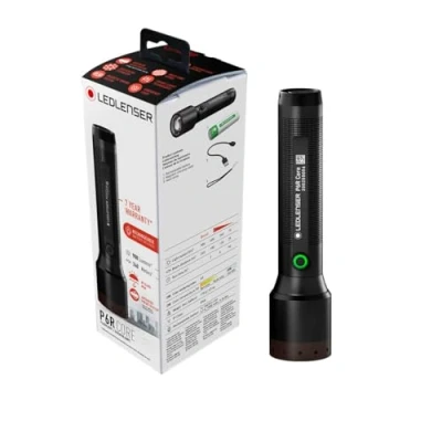 Bild av Ledlenser P6R Core Allround ficklampa LED, 900 lumen, laddningsbar med 18650 litiumbatteri, vattentät IP68, fokuserbar, 240 m ljusräckvidd, Constant Light, USB magnetladdningskabel, Flashlight