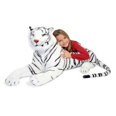 Bild av Melissa &amp; Doug Vit tiger Plysch Barnrum Dekoration Bamse kramasleksak Djur mjuk leksak Stor Leksaker barn 2 år Present till pojke eller flicka
