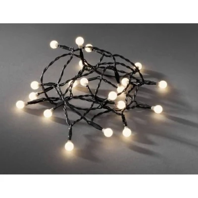 Bild av Konstsmide 1491 107 LED globeljuskedja med runda dioder/för inomhus (IP20)/batteridriven: 3 x AA 1,5 V (exkl.) /6 h timer/20 gula dioder/svart kabel, varmvit, 20 lysdioder