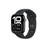 Bild av Apple Watch Series 10 (GPS + Cellular) 46 mm jet black aluminium smart klocka med sportband fluoroelastomer svart bandstorlek: M/L 64 GB LTE, Wi Fi 4, UWB, Bluetooth 4G 35.3 g