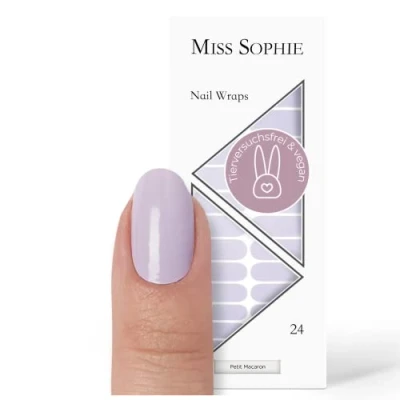 Bild av Miss Sophie Nagelfolie Petit Macaron enfärgad, syrén, nagelwraps 24 ultratunna, självhäftande, långvariga nagelfolier