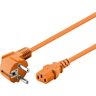 Bild av Goobay 95288 IEC kabel 2 m/C13 uttag &amp; 90 graders skyddskontakt vinkelkontakt/universell PC monitor strömkabel C13 strömkabel/orange/2 m