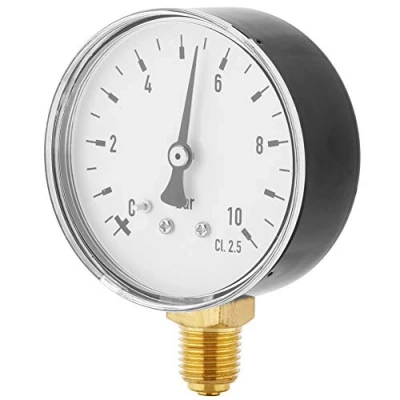 Bild av 0 10 bar tryckmätare Sidomonterad pneumatisk och hydraulisk allmän luftolja vatten gas piezometer 1/4 NPT mässing TS 60