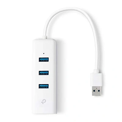 Bild av TP Link UE330 USB Hub med 3 portar och 1 Gigabit Ethernet Port, Vit
