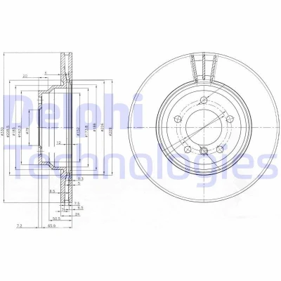 Bild av DELPHI BG3959 Disque de frein 330 24 5 ventilé huilé non traité sans roulement roue, bague ABS BMW: X1, 3 Berline, Coupe