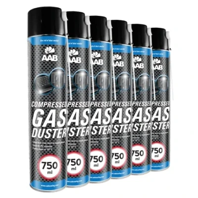 Bild av 6 x AABCOOLING Compressed Gas Duster 750 ml Dammdammburk för dator, tangentbord och annan kontorsutrustning, tangentbordstvätt, tryckluftsburk, luftfläkt, PC spray, tryckluftspruta