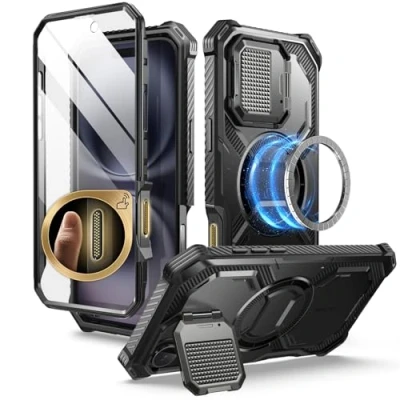 Bild av i Blason Armorbox Fodral för iPhone 16 6.1&#039;&#039; 2024 med Kameraskydd [MagSafe Kompatibel] Robust Helkroppsfodral Inbyggt Skärmskydd och Stativ (Svart)