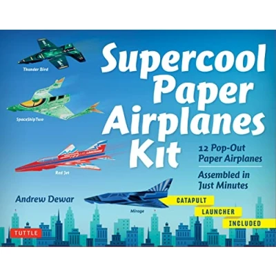 Bild av Supercool Paper Airplanes Kit: 12 Pop Out Assembled in About a Minute: Kit Includes Instruction Book, Pre Printed Planes &amp; Catapult Launcher