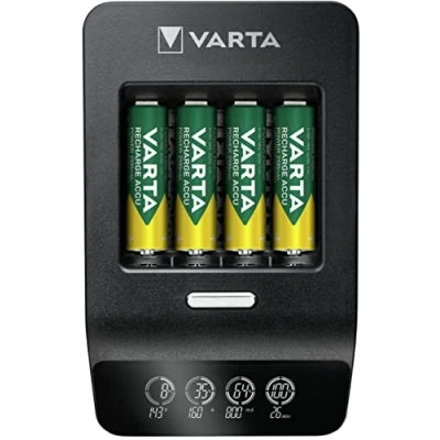 Bild av VARTA Ultra Fast Charger + för AA/AAA, individuella laddkanaler, detektion av defekta celler, kan användas över hela världen, inkl. 4x RECHARGE ACCU Power AA 2100mAh