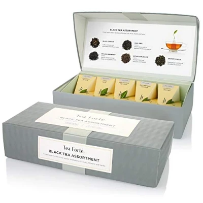Bild av Tea Forte Petite Presentation Box Sampler with 10 Handcrafted Pyramid Infusers, Black