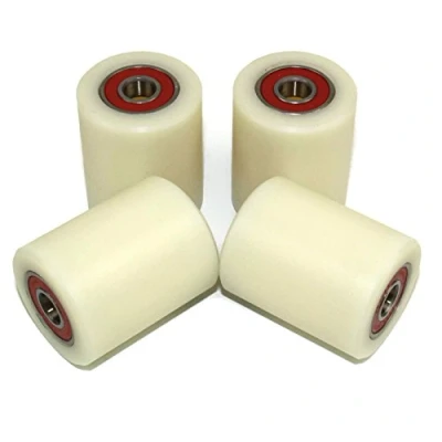 Bild av 4 stycken nylonpolyamidrullar 40 mm diameter 50 bredd 10 bärande precisely made (405010)..