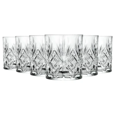 Bild av RCR 6 x 240 ml Melodia whiskyglas glasskärning whisky rom vodka gin scotch gammaldags cocktail dricka mugg presentset kristall