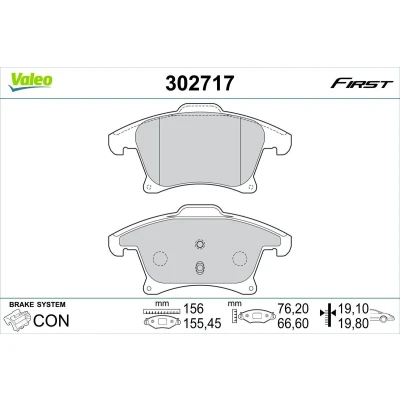 Bild av VALEO 302717 Jeu de plaquettes frein Essieu avant contact signal d&#039;usure exclu avec tôle anti bruit FORD: Mondeo 5, 5 Kombi, S Max Mk2