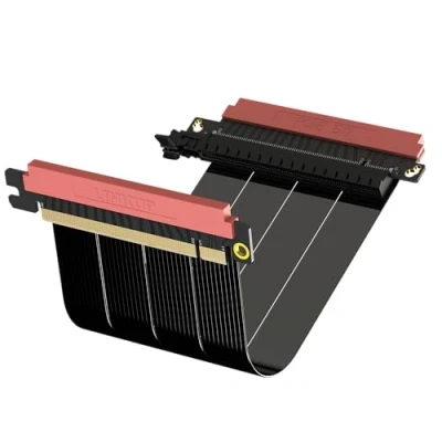 Bild av LINKUP AVA5 PCIe 5.0 stigkabel Framtidssäker för Gen 5 GPU vertikal montering x16 128 GB/s hastighet 4.0 kompatibel Utvecklad ITX Dubbel omvänd svart 20 cm
