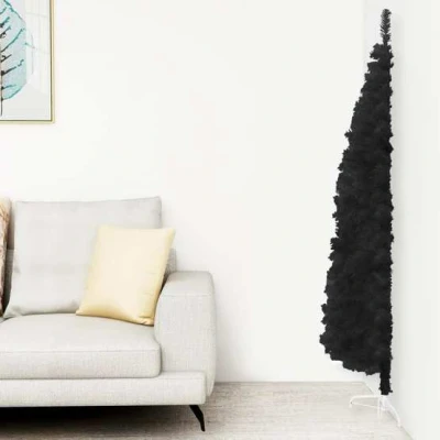 Bild av VidaXl Smal Halv Plastgran Med Stativ Svart 240 Cm