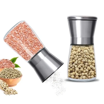 Bild av Gucass set med 2 stycken pepparkvarnar, kryddkvarnar justerbar keramisk kvarn, manuellt salt och pepparkvarn, även som chilikvarn, 180 ml pepparkvarn för olika kryddor