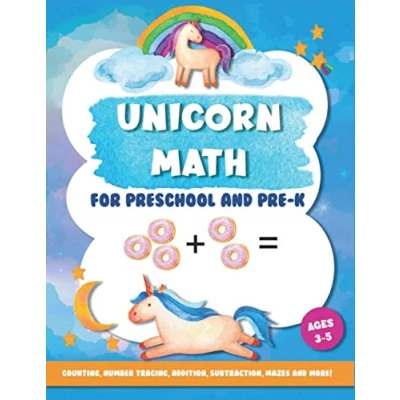 Bild av Unicorn Math for Preschool and Pre K: Counting, number tracing, addition, subtraction, mazes more! Ages 3 5
