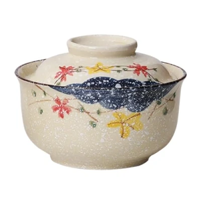 Bild av Ramenskål, keramisk ramen skålset med lock, 800 ml soppskålar, fo, japansk vintage skål av keramik för spannmål, soppa, asiatiska rätter mikrovågsugn och diskmaskin