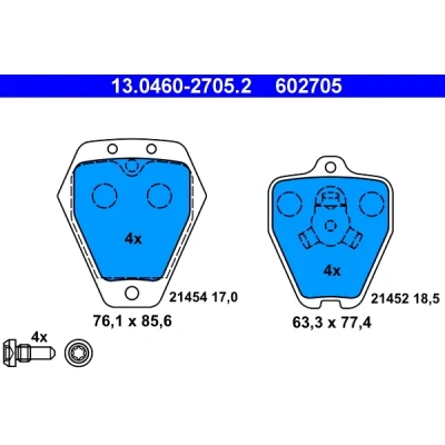 Bild av ATE 13.0460 2705.2 Jeu de plaquettes frein contact signal d&#039;usure exclu avec vis d&#039;étrier AUDI: A4 B5 Avant, Berline