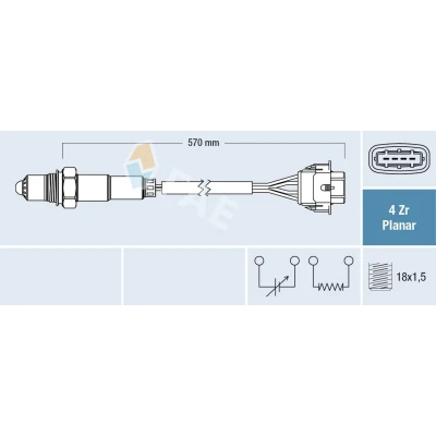 Bild av FAE 77154 Sonde lambda devant le catalyseur de régulation OPEL: Meriva A, Corsa D 3/5 portes, Zafira PORSCHE: 911 Coupe, Cabriolet